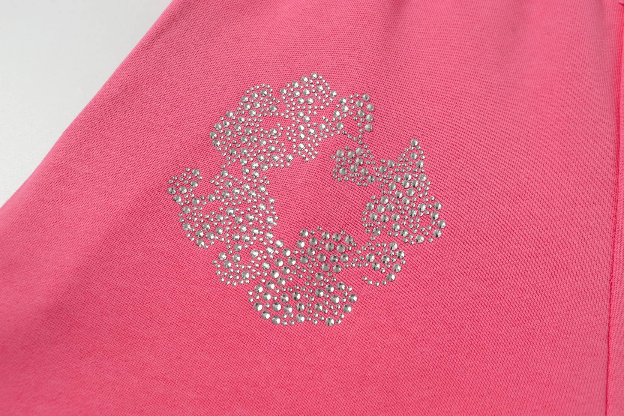 P124 8205#DENIM TEARS Kapok European and American fashion brand high-quality crystal hot diamond set Color: Black Gray Rose Red Size S-XL